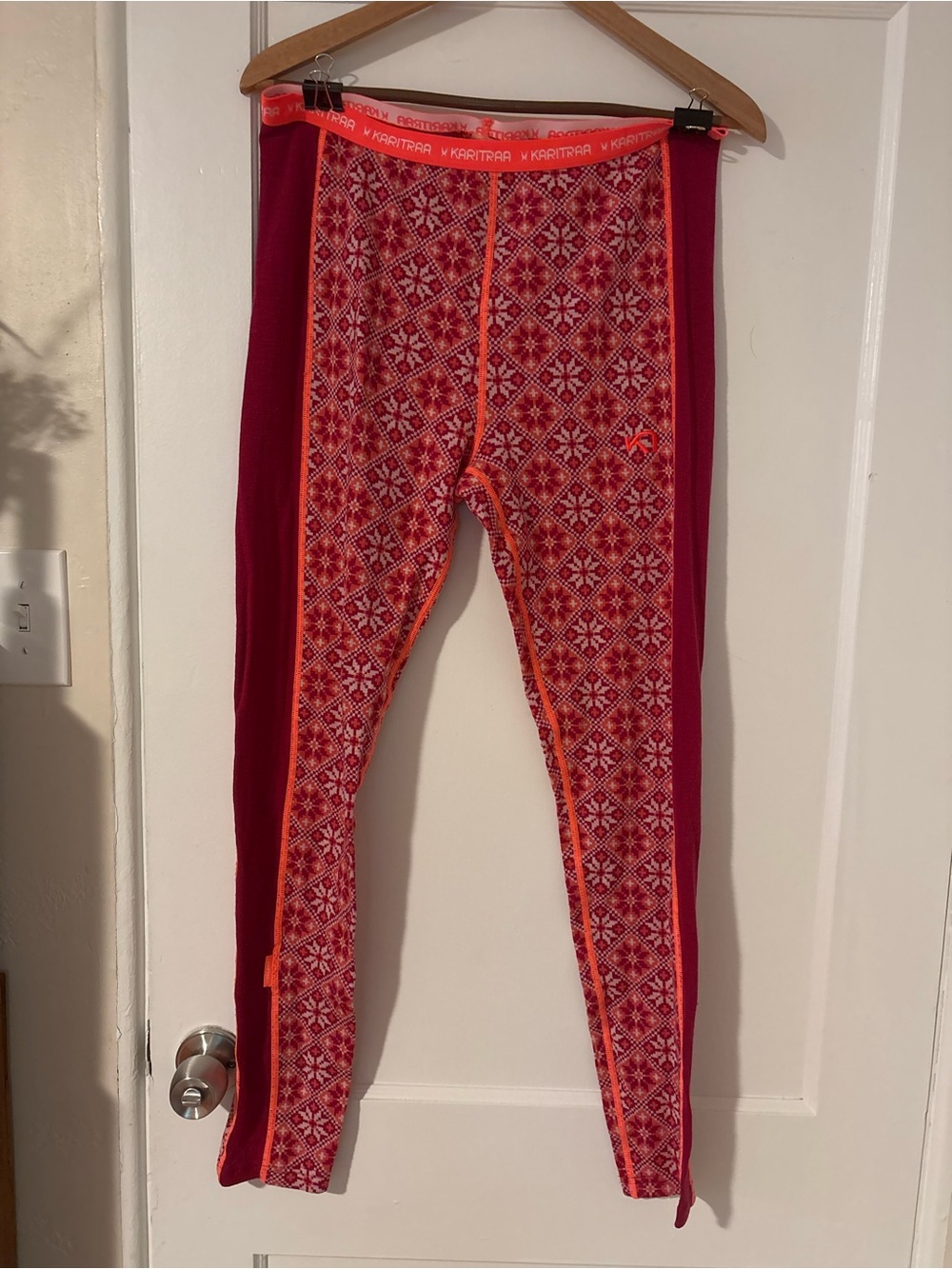 Kari Traa Rose High Waist Merino Wool Thermal Base Layer Leggings Pants ski XL